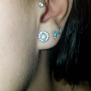 1/2 carat diamond halo earrings 10k white gold